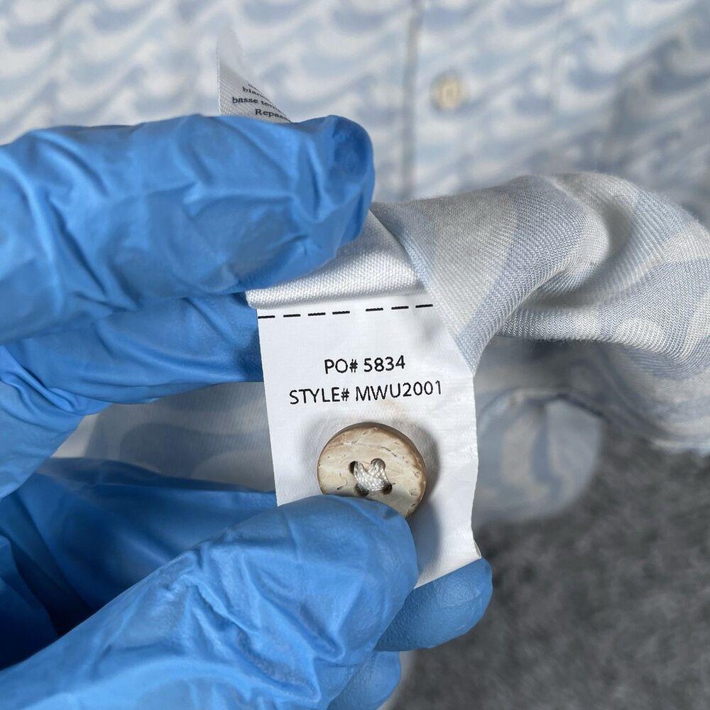 Faherty Playa Shirt Men's XL Blue Short Sleeve Waves Tropical Hawaiian Preppy - Picture 4 of 6